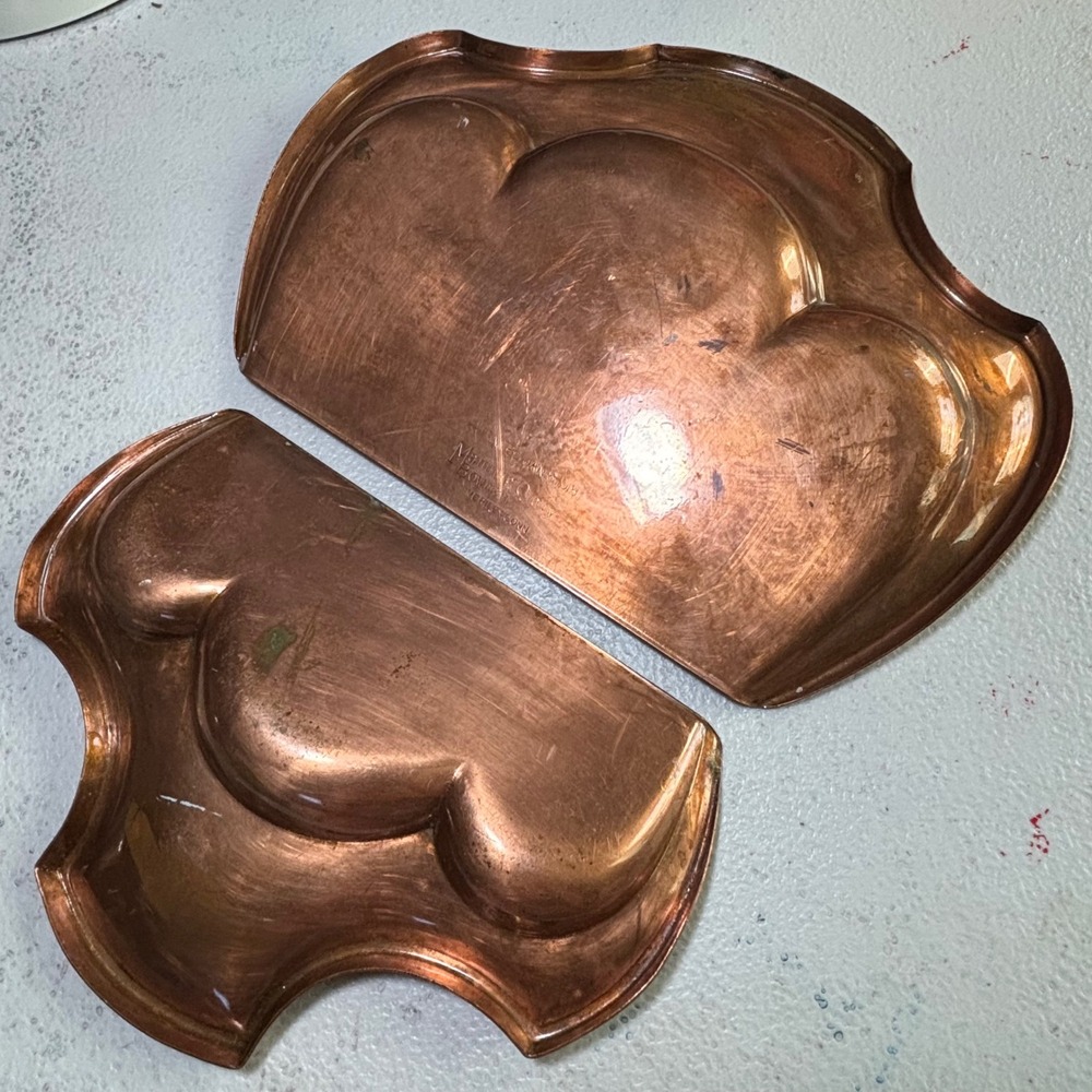 Antique Manning Bowman Copper Crumb Tray Scraper Set 1918 Silent Butler Antique - Picture 3 of 8